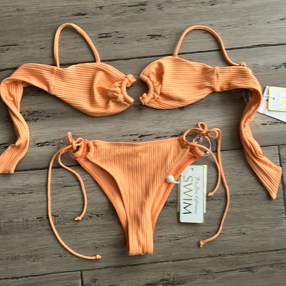 For Love & Lemons Dolls Kill Daiquiri Ring Bandeau High Cut Rib Bikini Set XS/S